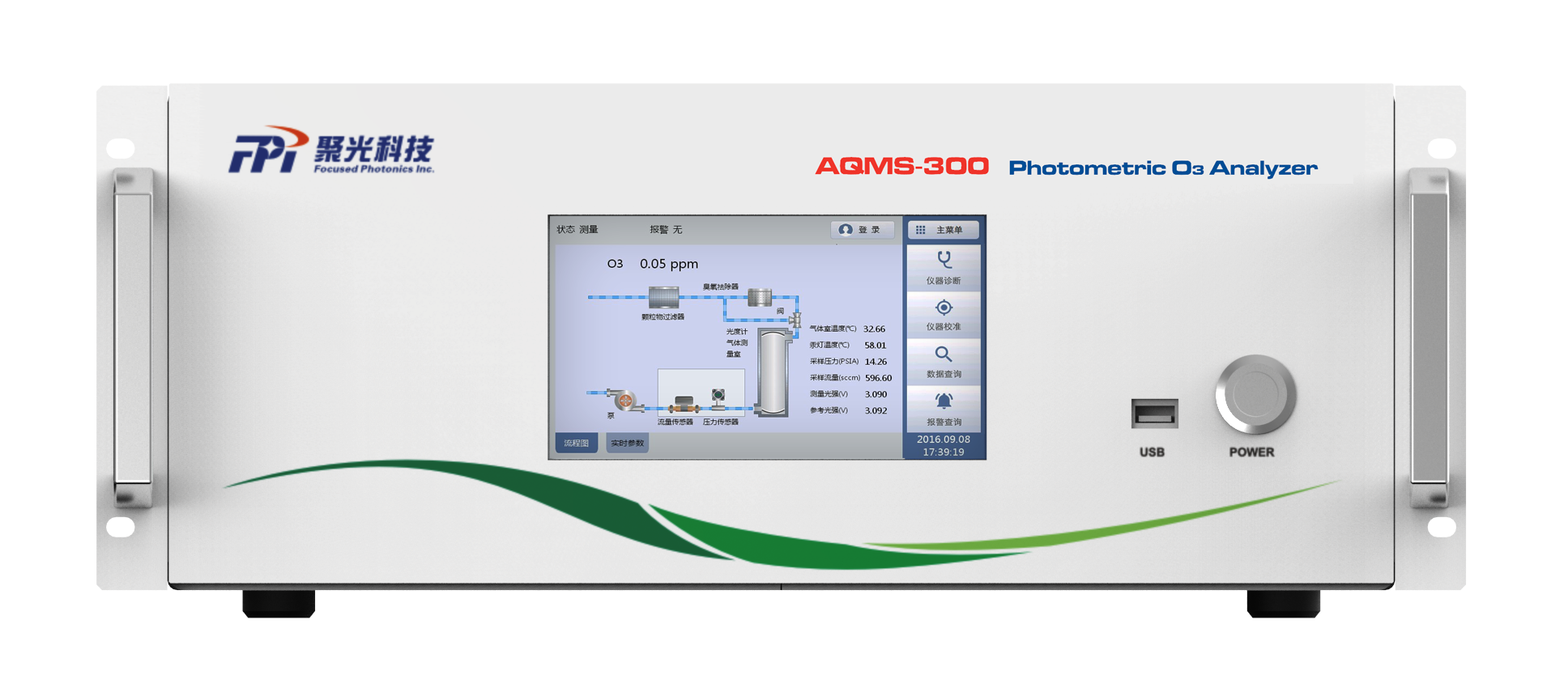 Monitor contínuo de ozônio (O3) AQMS-300 - EcoSoft